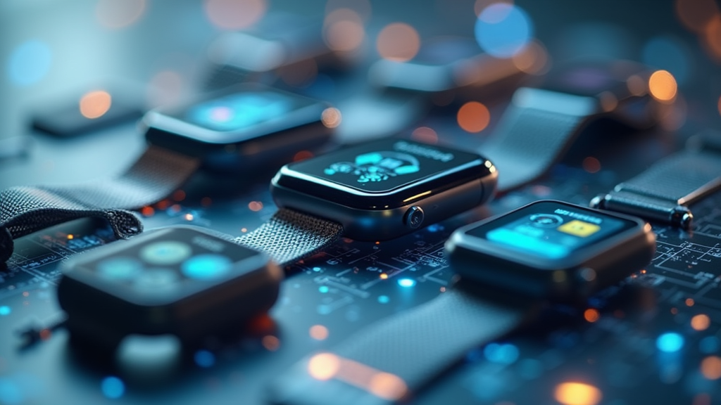 Abstract image depicting wearable devices and AI connectivity
