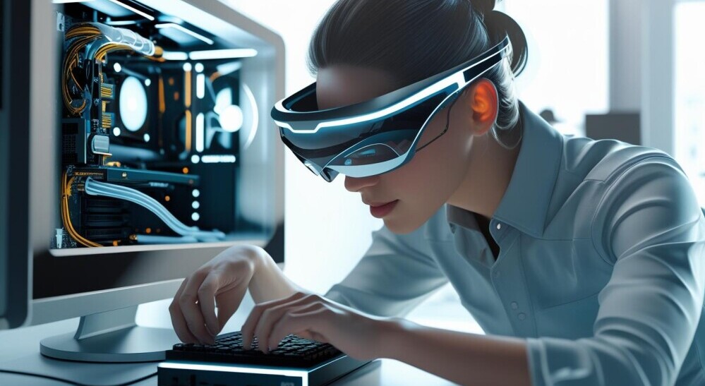 Person using ar to fix a computer